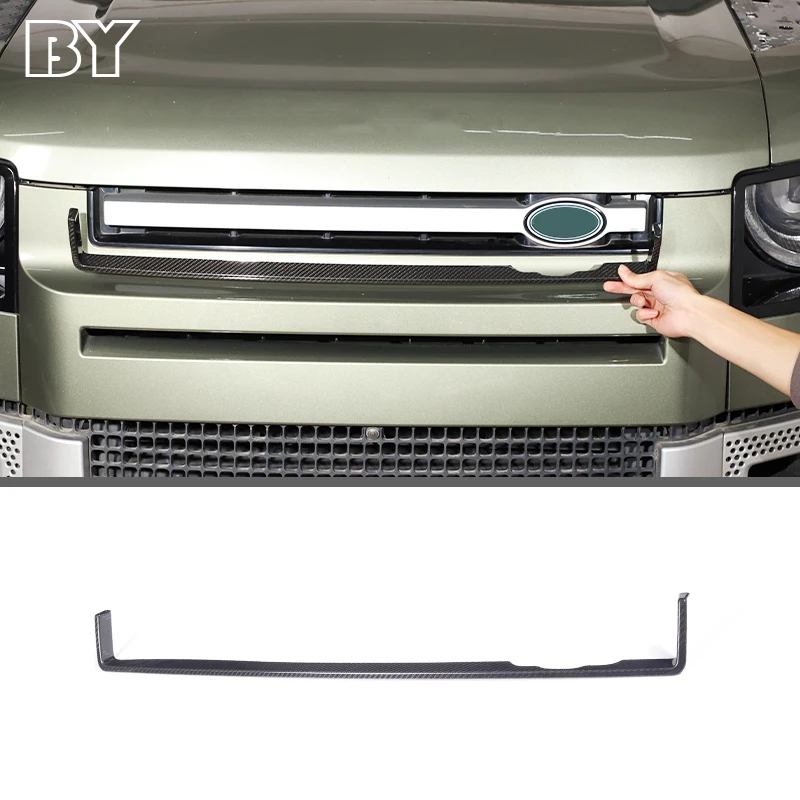 

Front Center Grid U-shaped Frame Decorate Sticker For Land Rover Defender 90 110 2020-24 Exterior Accessories Real Carbon Fiber