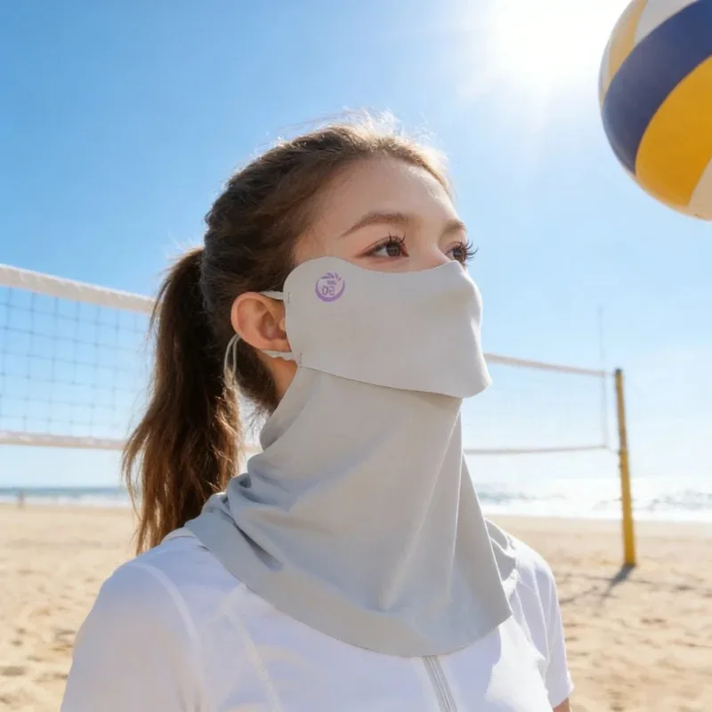 

Summer Face Neck Sunscreen Mask Convenient for Drinking Water Outdoor Cycling Ice Silk Anti UV Mask Breathable Sunshade Mask