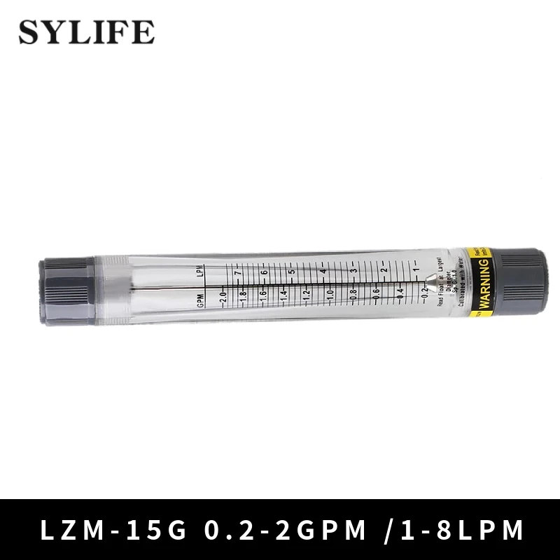 

LZM-15G 0.2-2GPM /1-8LPM Tube Water Liquid Measurement Flowmeter Clear and Grey