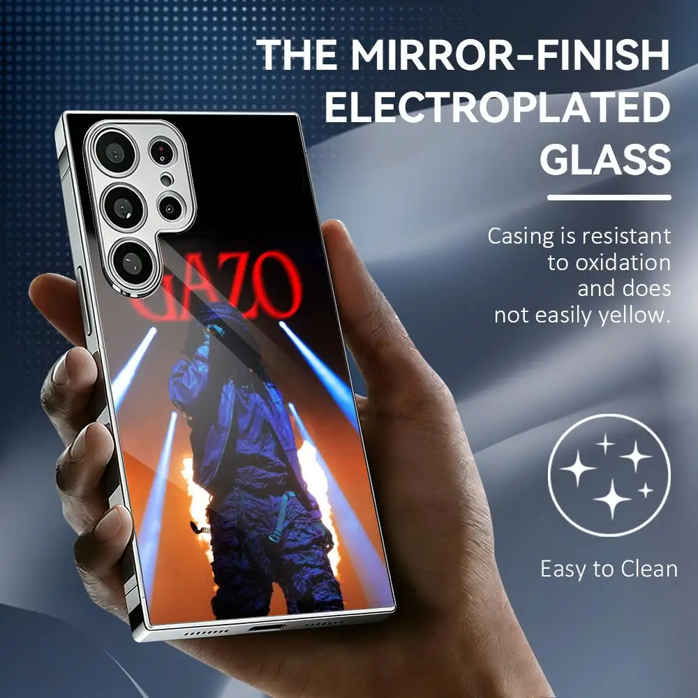 G-Gazo Singer Phone Case For Samsung Galaxy S25 S24 S23 Ultra Electroplated Metal Frame Shockproof Cover Phone Case