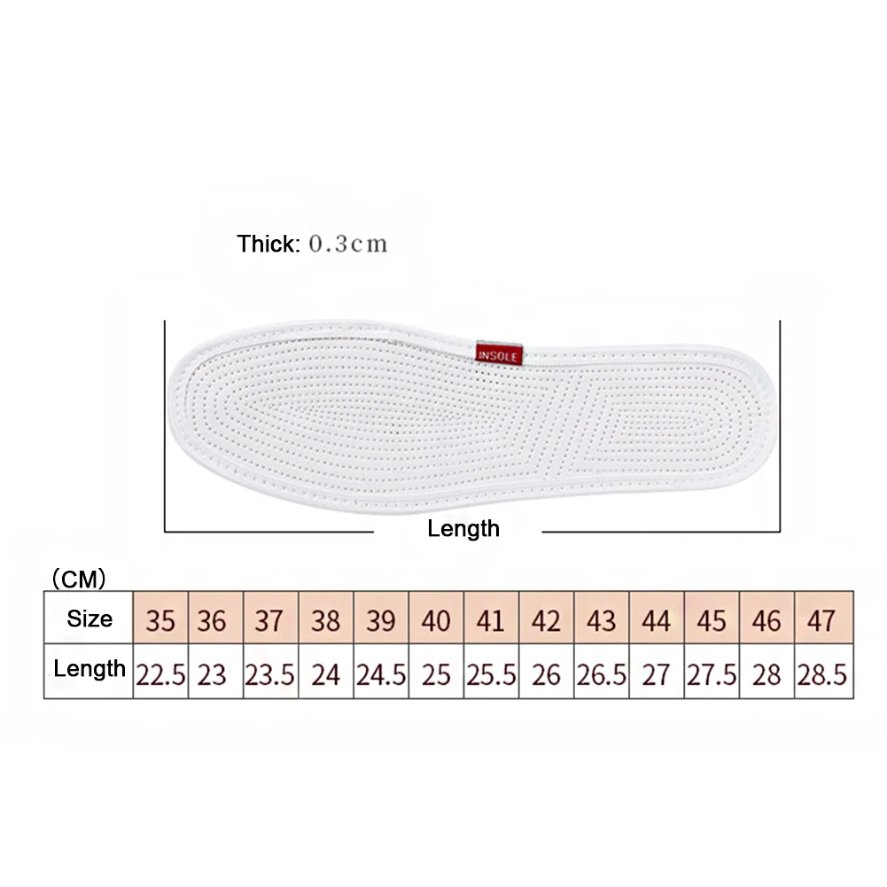 Leather Shoe Insoles For Men Women Breathable Thin Sweat Absorbing White Comfortable Deodorizing Shoe Pads Shoe Accessories