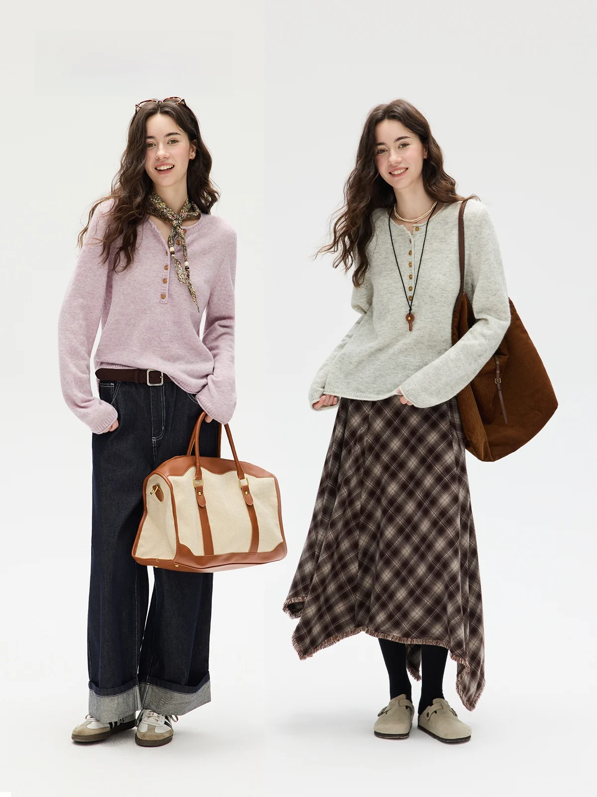 

Женский вязаный свитер Botanique Plant Science Cry Taro Henry Ne из альпаки и чистого хлопка с длинными рукавами, повседневный стиль