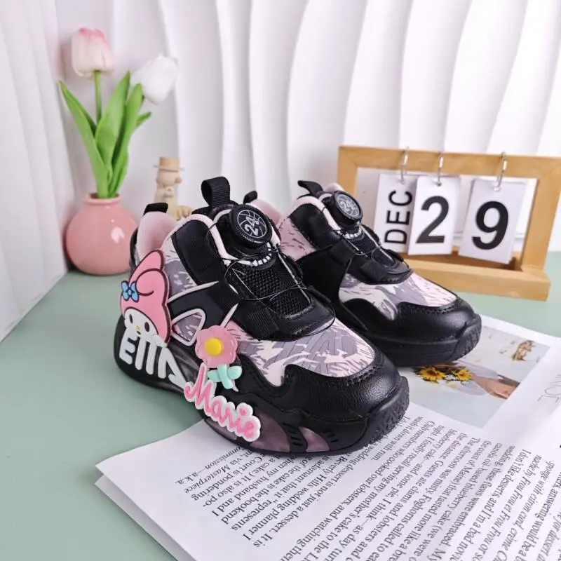 

Hot Sanrio Kuromi Girl Kawaii Casual Shoes Autumn and Winter Student Fashion Cartoon Child Non-Slip Wear-Resistant Sneakers New