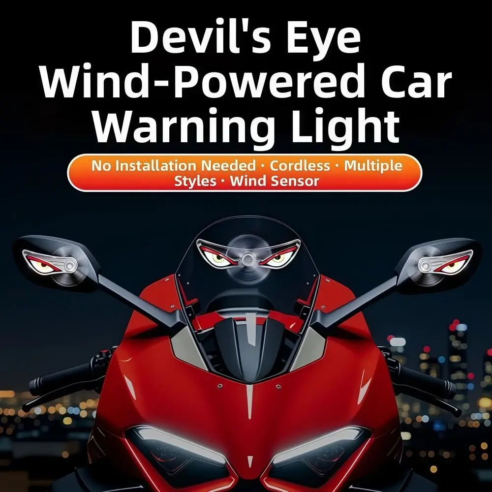 Wireless Wind Energy LED Light Self-Adhesive Blinking Dynamic Light Car Warning Lights Cool Devil Eyes Motorcycle Lights