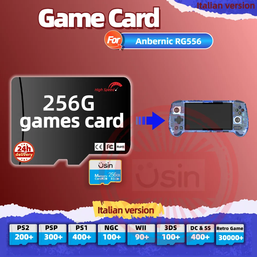 Memory Game Card For Anbernic RG556 RGcube Italian version Retro PS2 PSP Games Android Gaming portable Console SD TF 256G