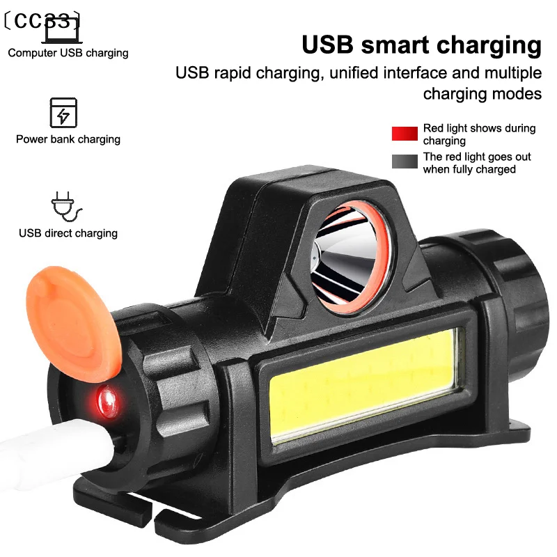 Scheinwerfer mit langer Batterielaufzeit und starkem Licht, LED-Taschenlampe zum Nachtangeln, zum Aufladen, am Kopf tragbare magnetische Taschenlampe, 1/2 Stück〔CC33〕