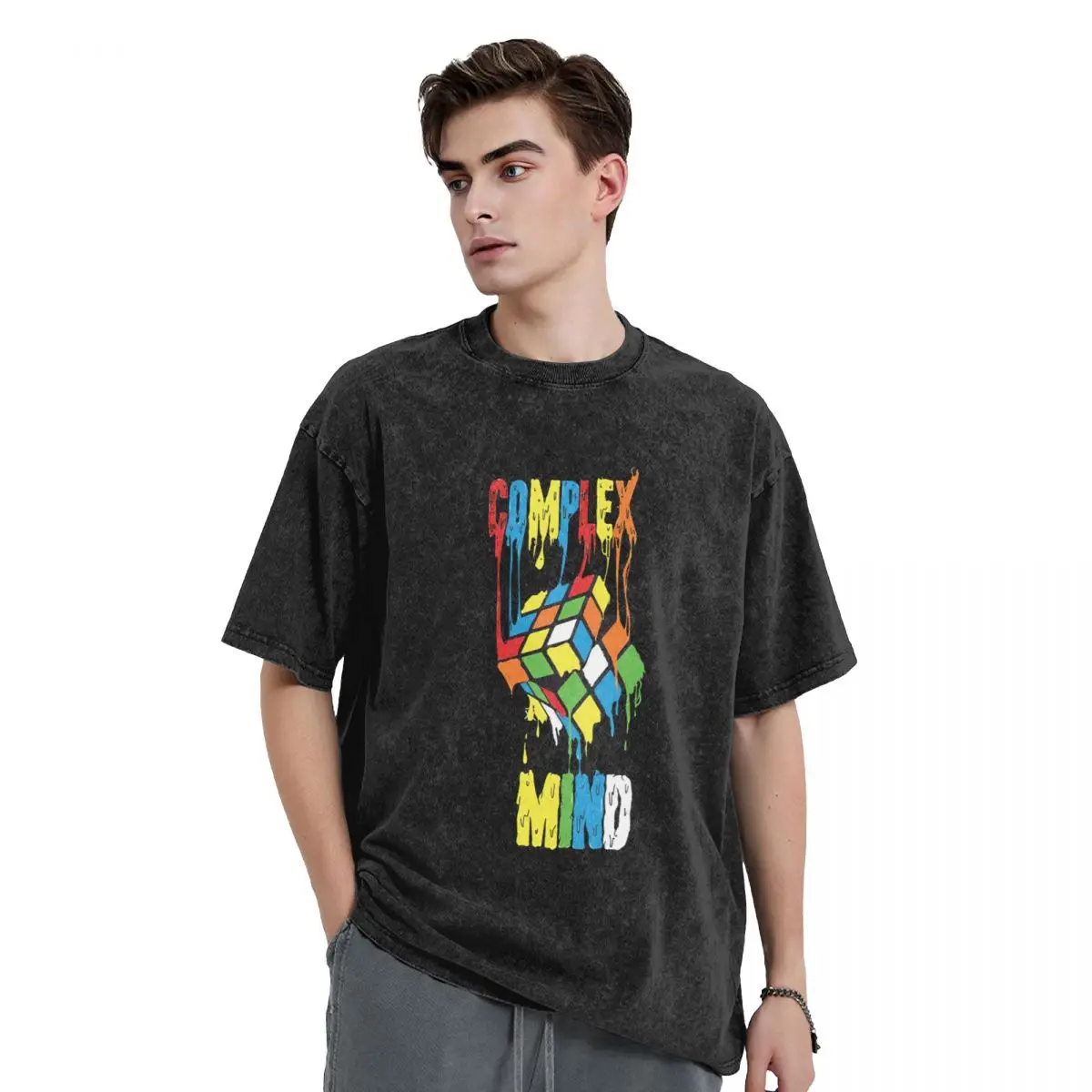 Rubik's Cube Men's Vintage Oversized T-Shirts Rose Graphic Novelty T-Shirts Cotton Oversize Top Tees For Men Women