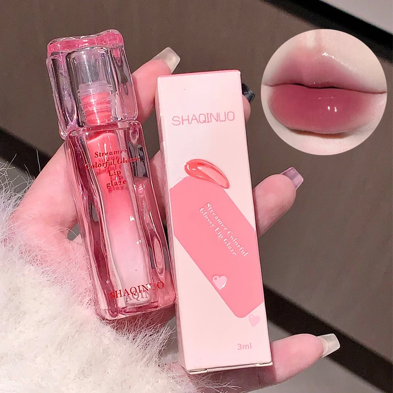 Brillo de agua, esmalte de labios, espejo hidratante, taza antiadherente regordeta, lápiz labial líquido transparente de gelatina, tinte de larga duración, maquillaje de labios de aceite
