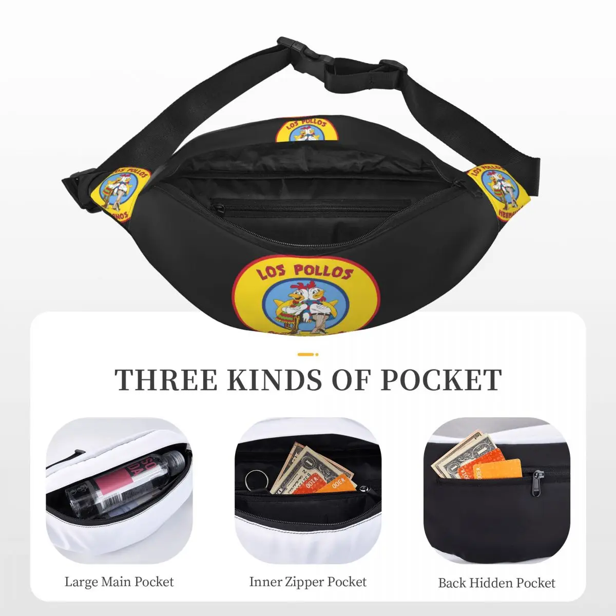 Los Pollos Hermanos Unisex Heuptas Multifunctionele Sling Crossbody Tassen Borst Tassen Short Trip Taille Pack