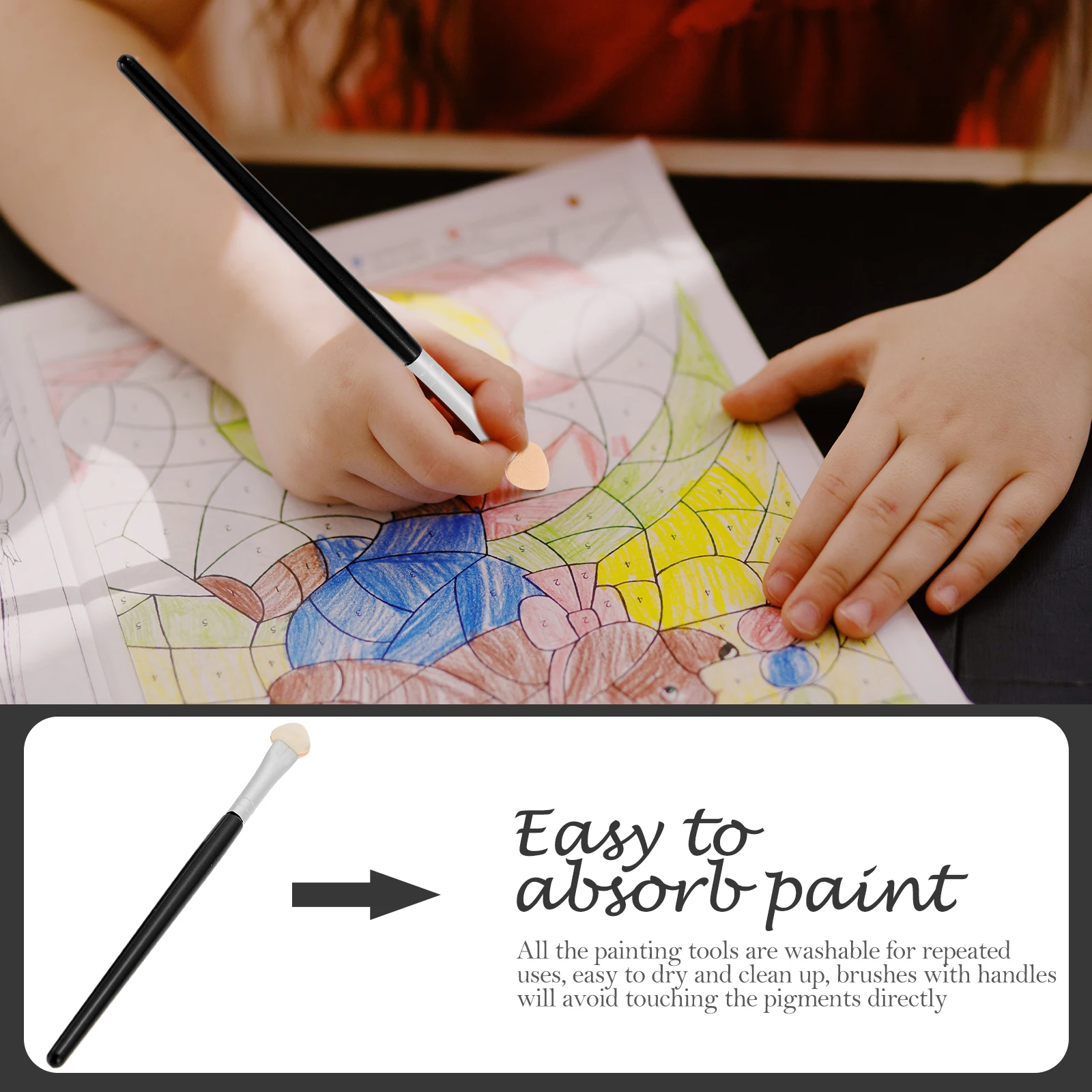 

Latex Sponge Paint Brushes Tools Compact Lightweight Durable Washable Reusable Easy Clean Art Supplies Kids Painting