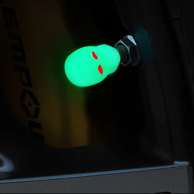 

4Pcs Halloween Skull Car Tyre Glow-in-the-Dark Valve Cap For Bicycle Electric Motorcycle Tire Valve Caps Car Decorations