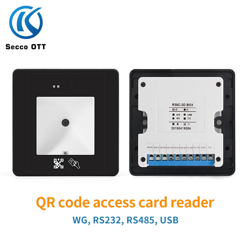 RFID Barcode 2D QR Code Reader Access Control Reader Wiegand TTL RS232 RS485 Interface 125Khz/13.56Mhz qr code Reader 12VAPP nfc