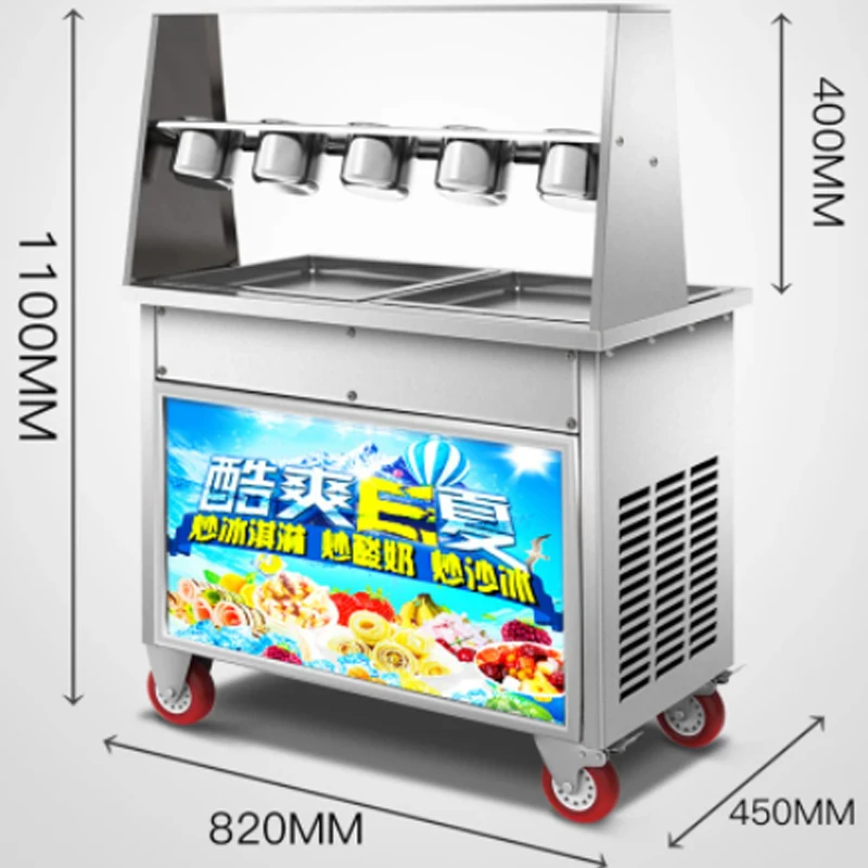 Ice Cream Roll Machine Thailand Stir Fried Yogurt Machine Double Pot