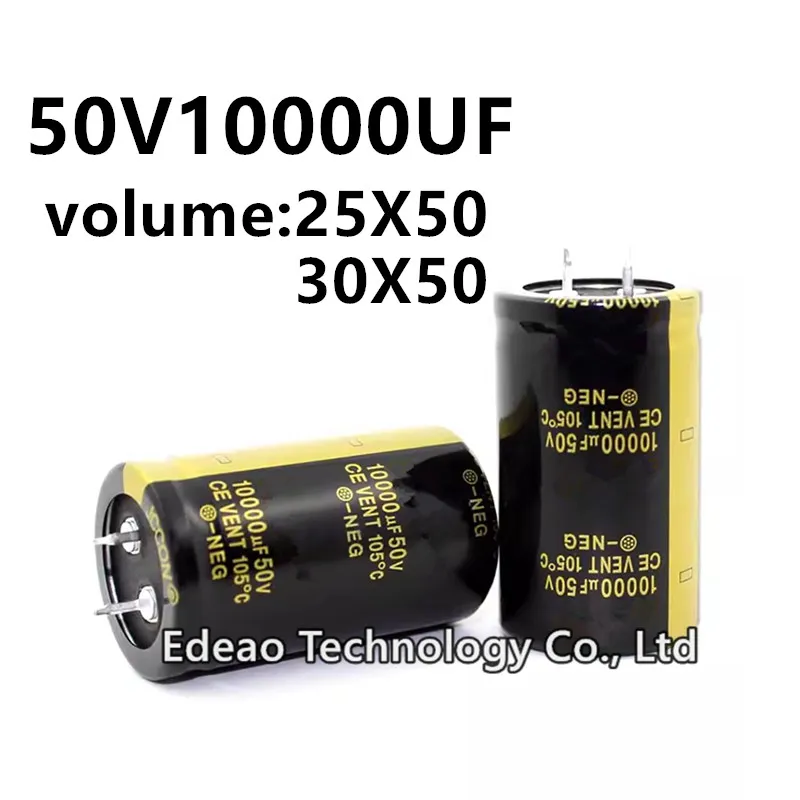 

2pcs/lot 50V 10000UF 50V10000UF 10000UF50V volume: 25X50 30X50 mm audio power amplifier inverter aluminum electrolytic capacitor