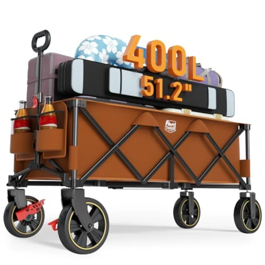 

Складная тележка-платформа 51,2 дюйма с тормозами и сеткой для груза, грузоподъемность 500 фунтов, сверхпрочная, с регулируемой ручкой