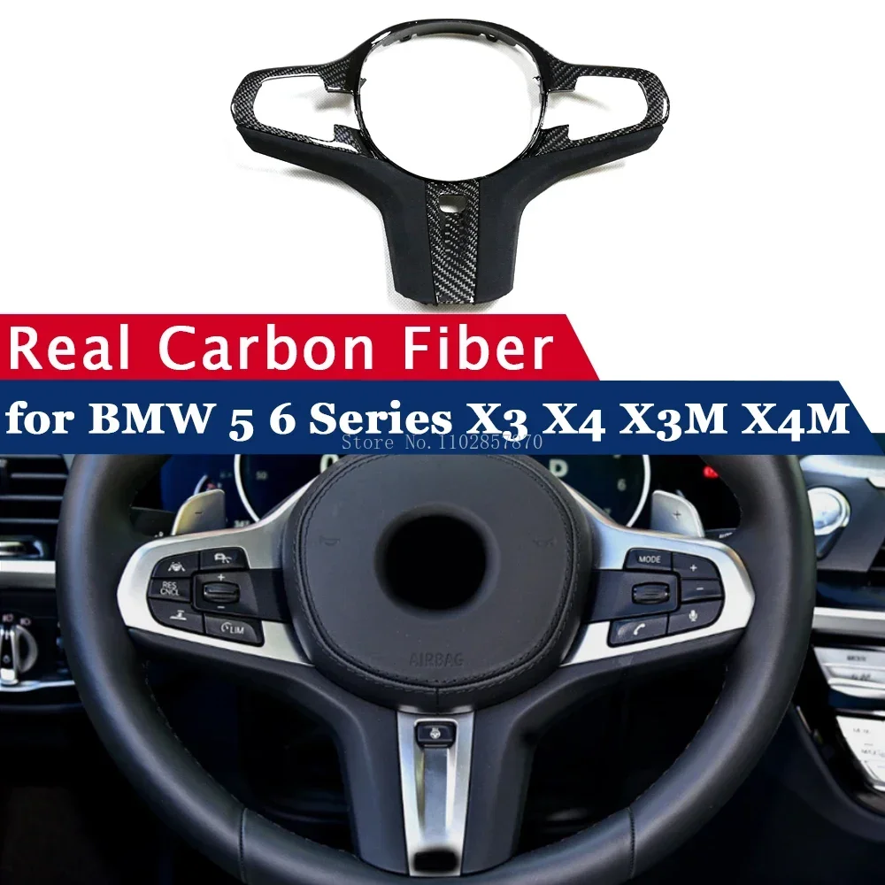 For BMW 5 6 Series 2018-2019 G30 G38 G32 X3 G01 X4 G02 M5 F90 X3M F97 X4M F98 Carbon Fiber Steering Wheel Trim Replacement Cover