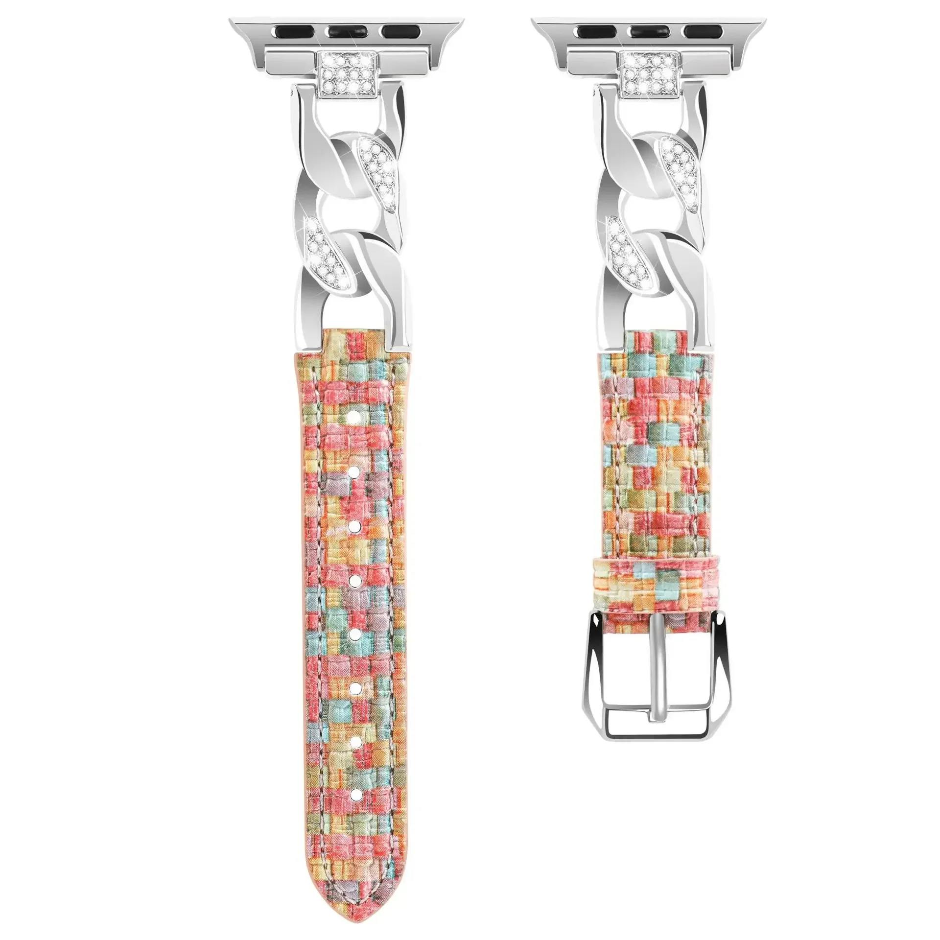 Cinturino in metallo + pelle per Apple Watch 11 10 46mm 45mm 44mm 42mm 49mm 40mm 41mm Bracciale con diamanti cinturino iWatch Ultra3 9 8 7 SE Corea