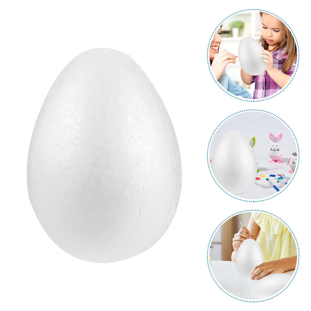 3pcs Foam Blank Diy Easter Eggs Lightweight Paintable Decorative Simulation Eggs For Party Home Decor Craft Projects
