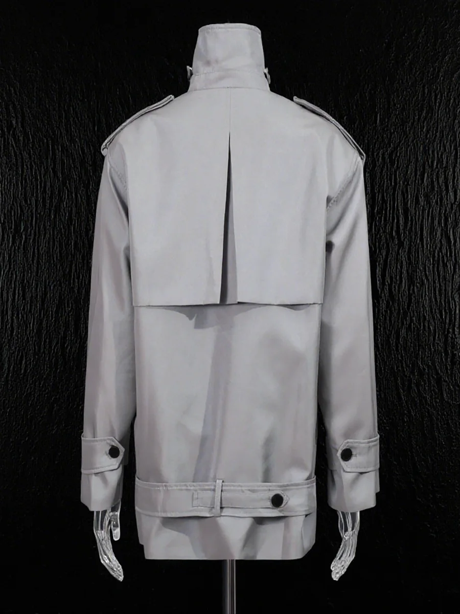 معطف كاجوال فضفاض مزدوج الصدر من High Street للنساء بأكمام طويلة وتصميم مرقع ملابس نسائية سترة نادي عصرية جديدة #4