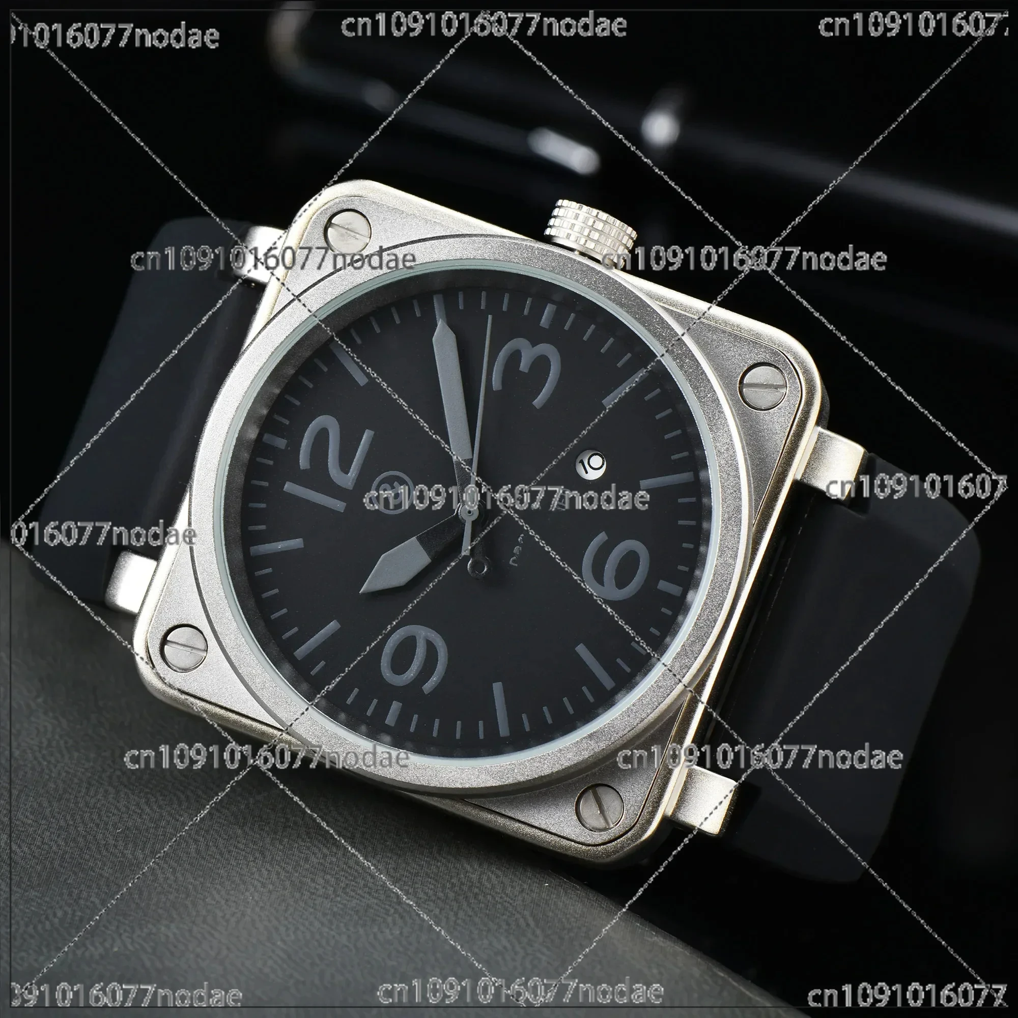 Men's Automatic Mechanical Watch Bell Brown Leather Black Ross Rubber 46mm Clock Large Dial Men's Watch