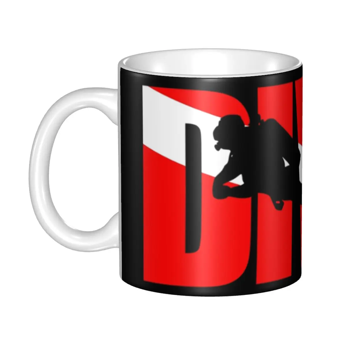 Customized Scuba Diver Flag Mugs DIY Dive Diving Ceramic Tea Milk Coffee Cup
