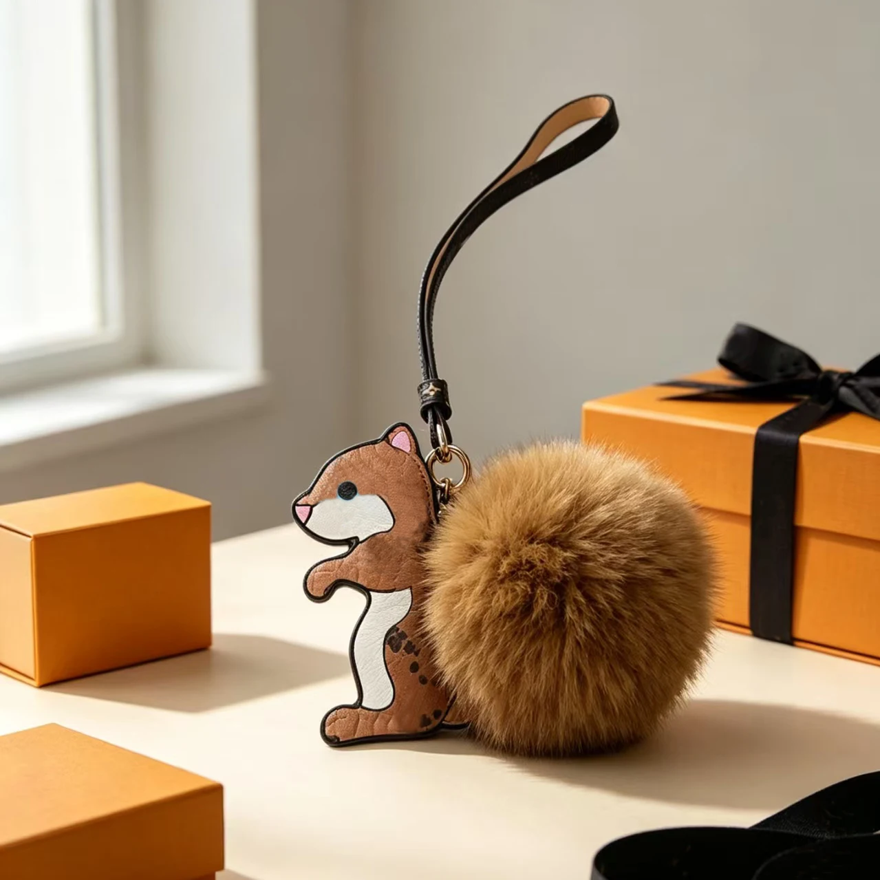  Plush Rabbit Squirrel Animal Bag Charm Unique Design High-End Feeling Lightweight Bag Accessory for Handbags