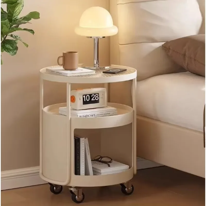 Modern minimalist iron bedside table with small storage rack portable living room and dining home furniture