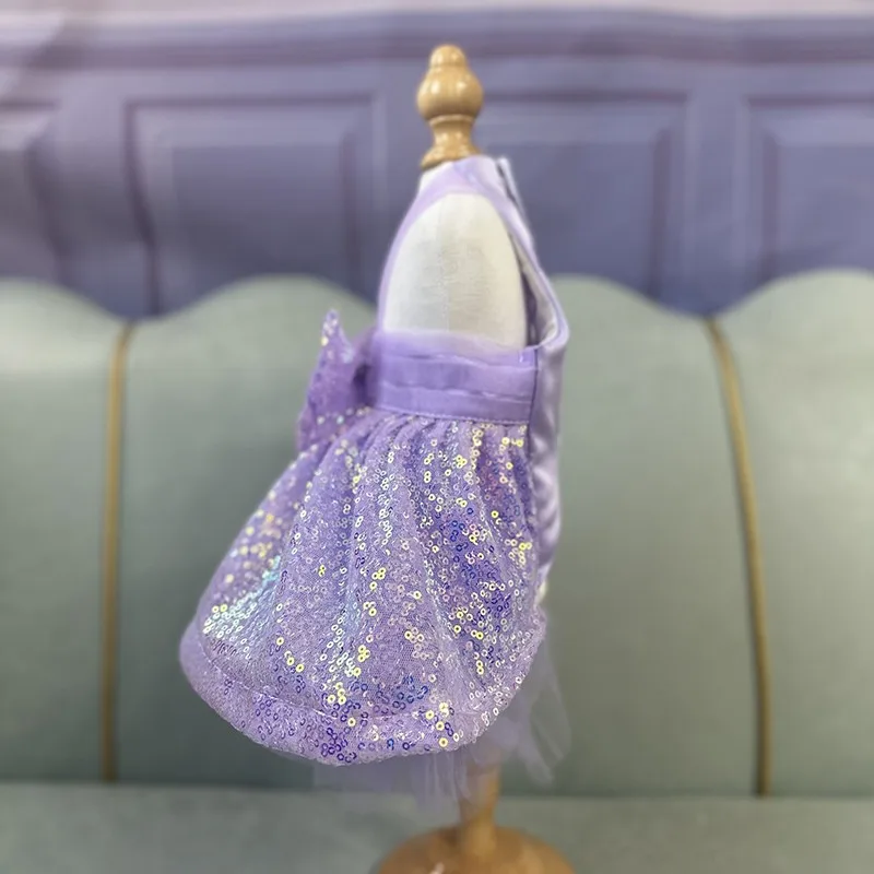 Handmade Dog Clothes Pet Supplies Light Purple Sequin Princess Dress Summer Cute Slip Puffy Skirt Celebration Evening Party