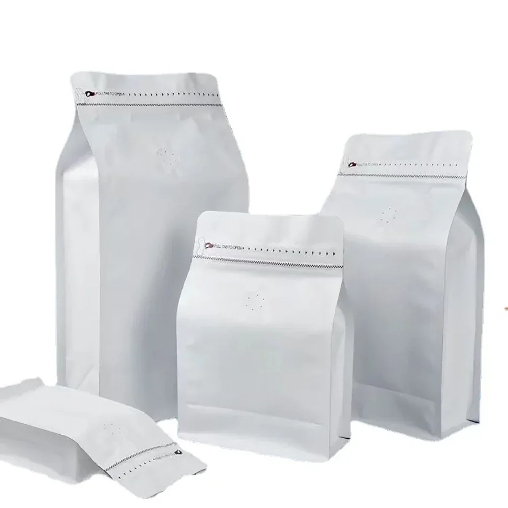 50pcs Matt White Flat Bottom Food Shake Whey Protein Powder Packaging 100g 250g 340g 500g 1kg Coffee Bag with Pull Tab Zipper