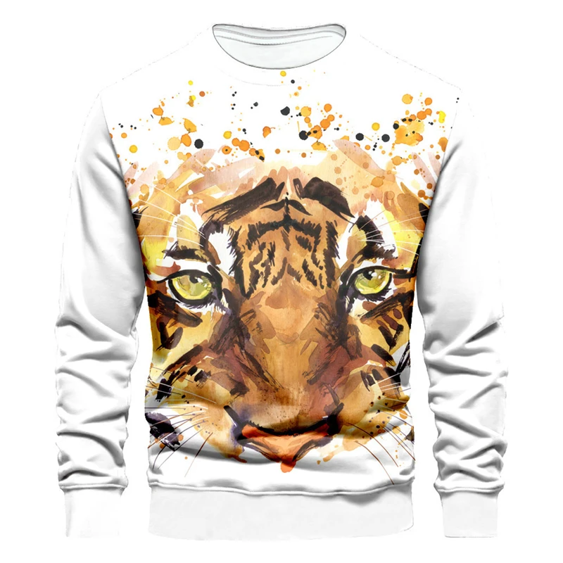 

Lion Tiger Animel 3D Printed Sweatshirts For Men Clothing Casual Long Sleeve O Neck Tops Streetwear Baggy Sweater Trendy Unisex