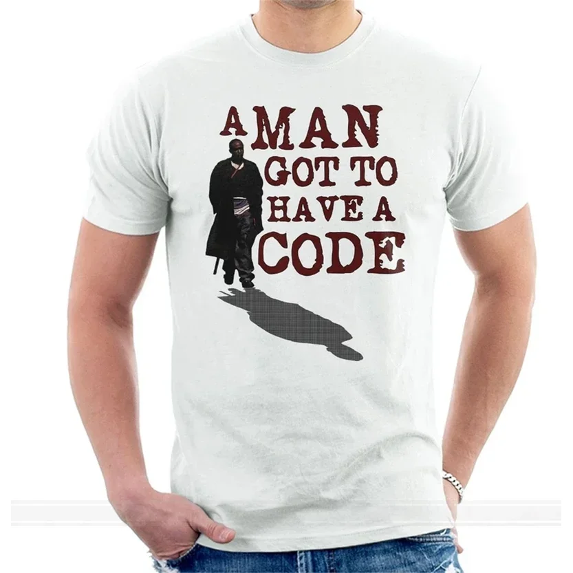 

A Man Got To Have A Code Omar Little The Wire Funny Meme White T-Shirt Casual Tee Shirt