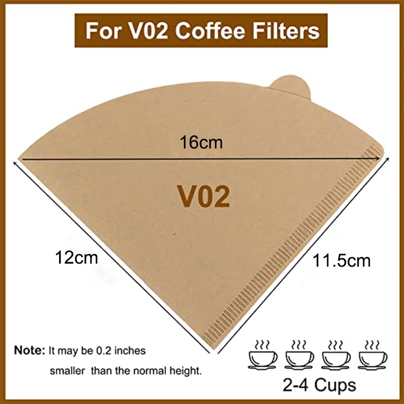 40Pcs Disposable Coffee Filter,02 Cone Natural Unbleached Coffee Filter Paper,V-shaped Coffee Brewer for Pour Over Dripper