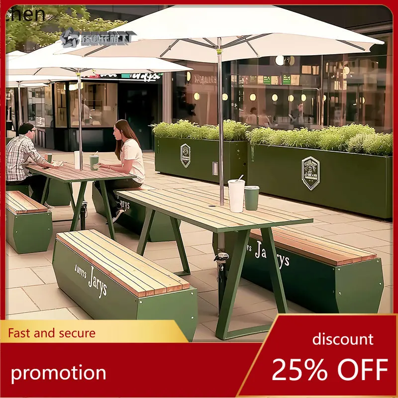 

HT wrought iron outdoor table and chair combination small courtyard casual table set cafe dining table bench