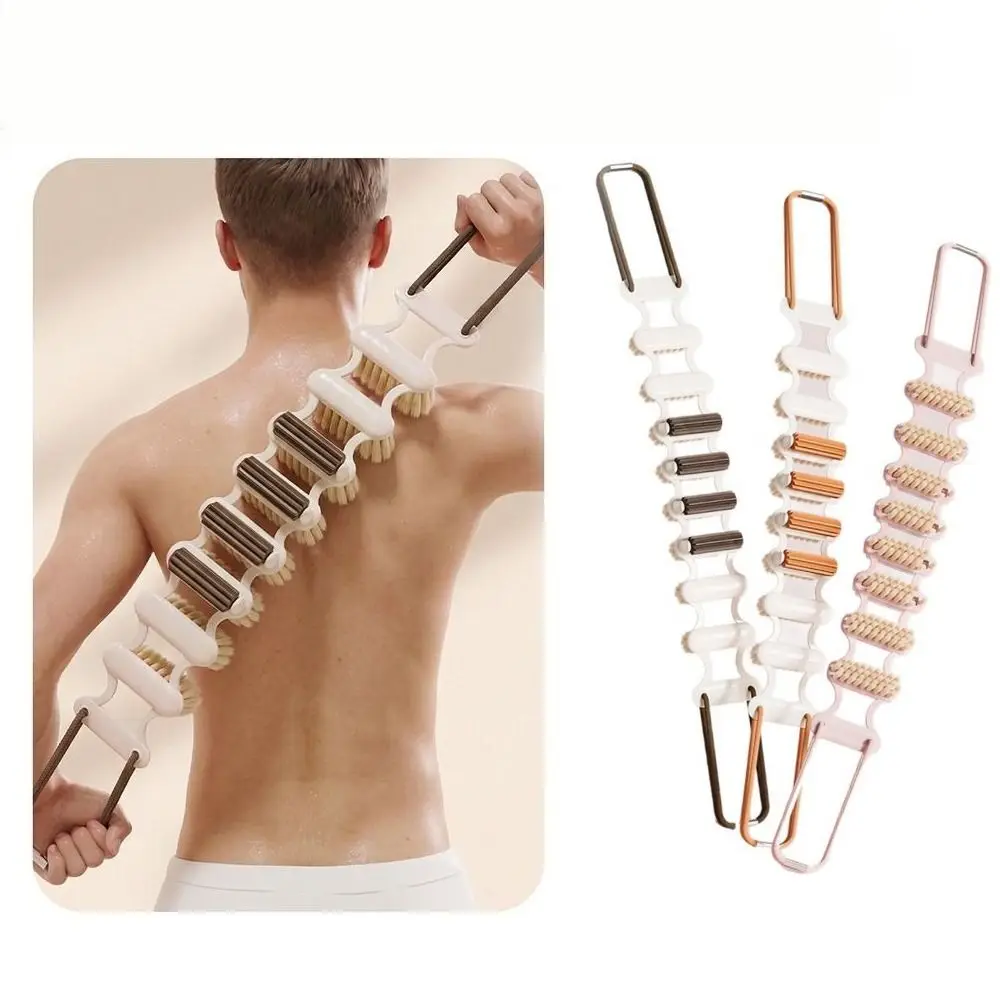 2-in-1 Rubbing Back Strip Double-sided massage roller Bath Brush Widening Extended Back Shower Strap for Sludge Removal