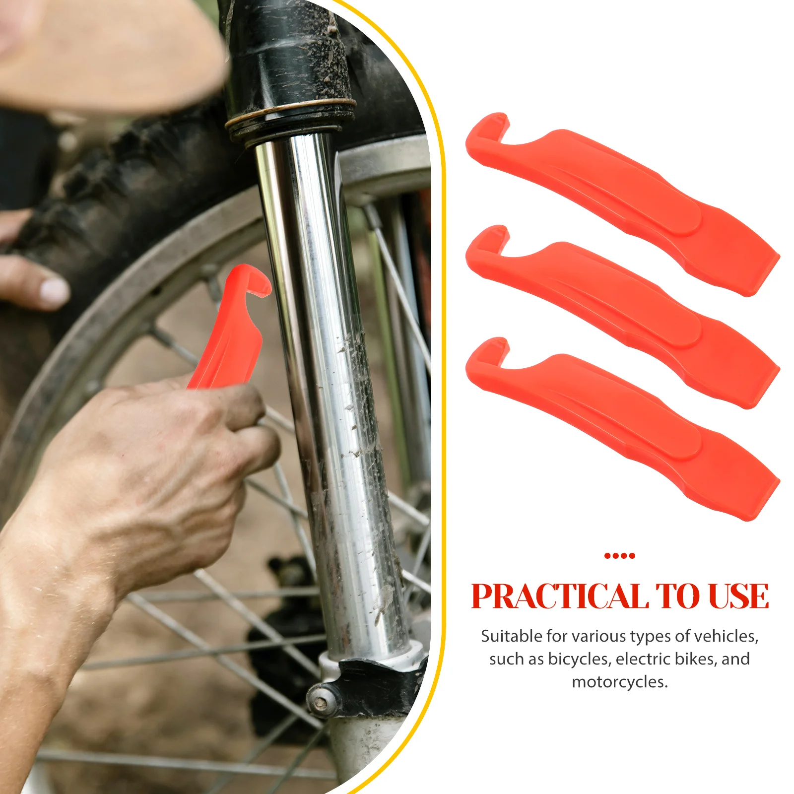 

3pcs Tire Lever Portable Durable Tire Opener For Bicycle Electric Bike Motorcycle Lightweight Fixing Dismantling Device Quick