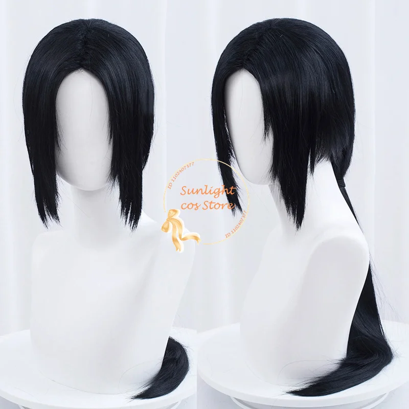 Anime Uchiha Itachi Cosplay Wigs Wang Yao 65cm Long Black Wigs Heat Resistant Synthetic Hair Yatogami Kuroh Wigs + Wig Cap