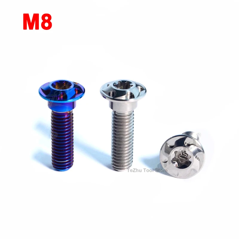 

1Pcs Titanium Alloy Fancy Screw M8x20 25 30mm Torx Head Locomotive Housing Modification Screw For Bike Accessory With Step