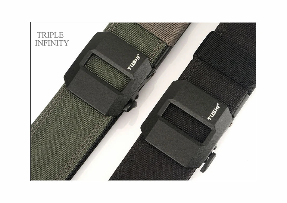 Sturdy Metal Automatic Buckle Hard Tactical Belt Double Layer Thickened Hanging Gun Belts For Men Outdoor 3.8cm Width Waistband