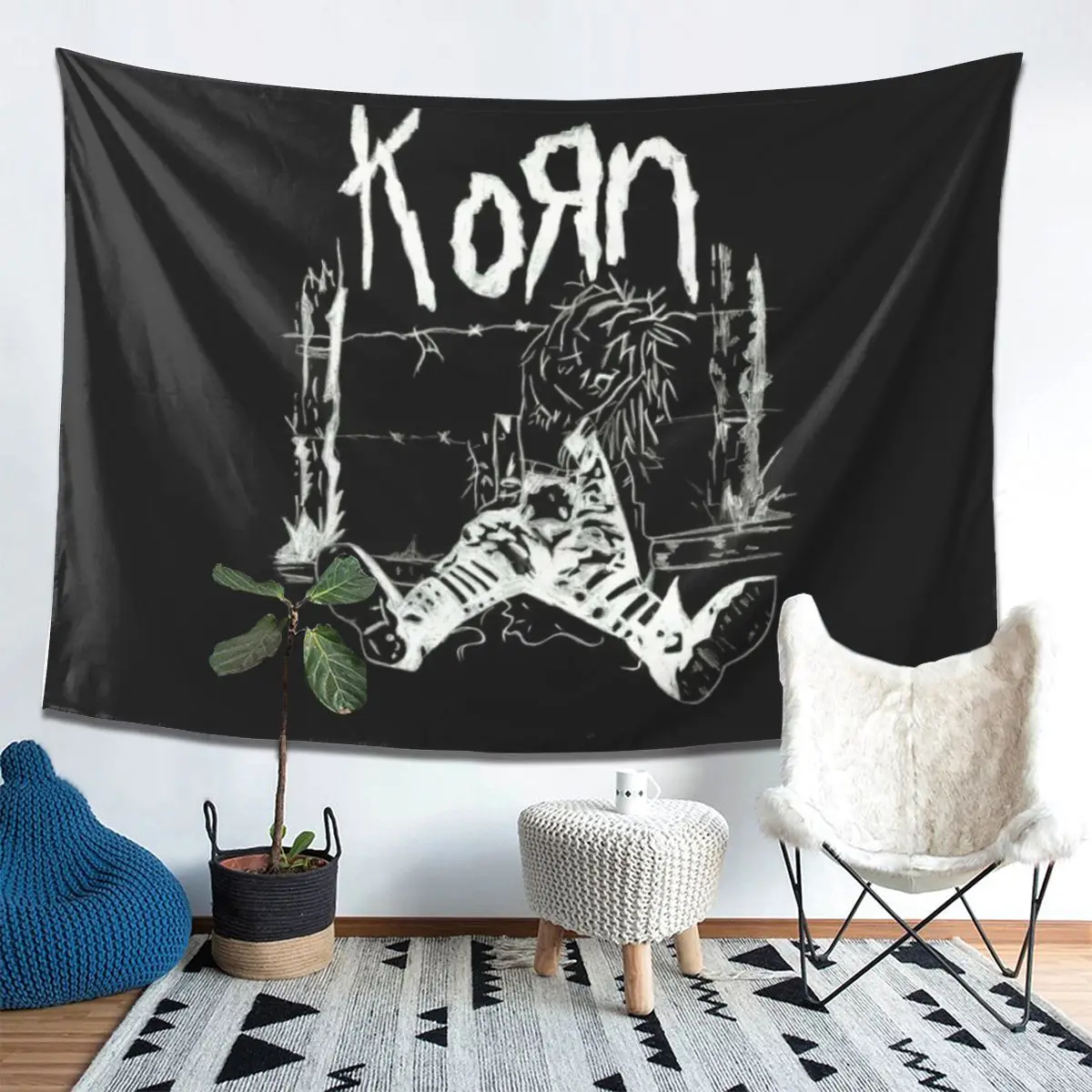 Korn Rock Music Tapestry Wall Hanging Aesthetic Home Decor Tapestries for Dorm Room