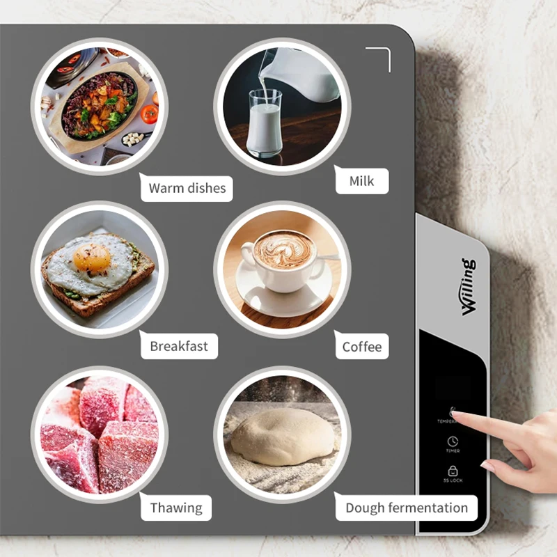 

Food insulation pad Heating pad 8s quick heating Silicone electric heating tray Waterproof food insulation pad with 12hour timer