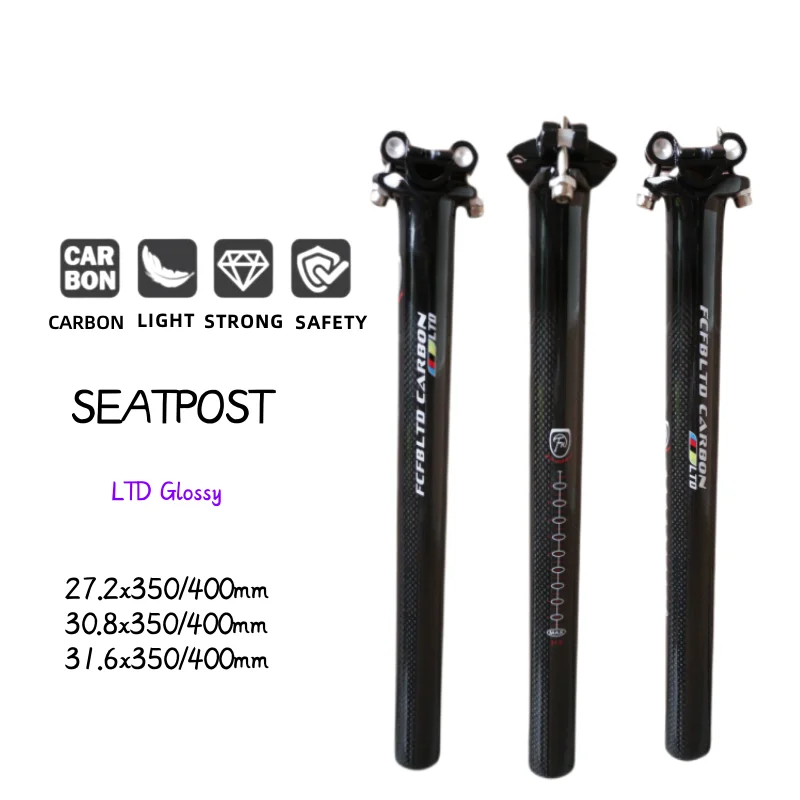 FCFB karbonowa sztyca Offset 0mm MTB sztyca rowerowa Carbon Black sztyca 25.4/27.2/30.8/31.6*350/400mm akcesoria rowerowe