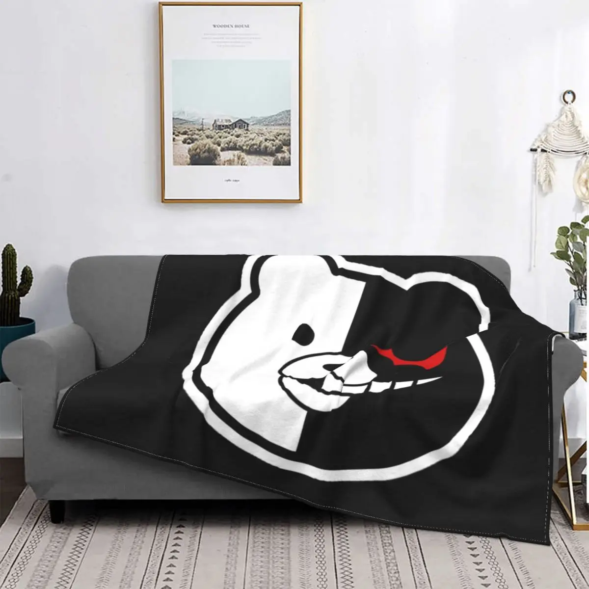 

Danganronpa - Monokuma Flannel Blanket, Custom Manga Bear Pattern Bedspread, Home Bedspread, 150x125cm