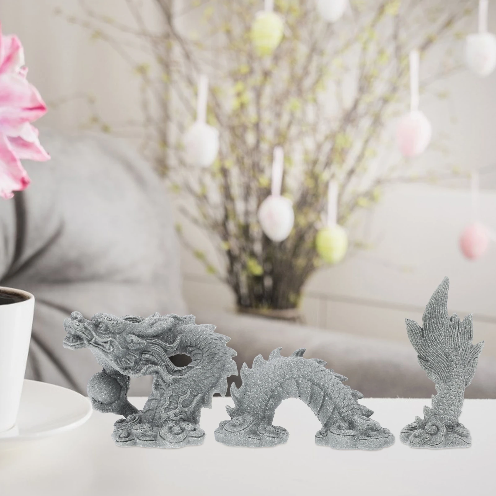 

Sandstone Dragon Statue Cartoon Figurine Synthetic Resin Decorative Beast Figurines Wealth Decorations Desk Ornament Chinese