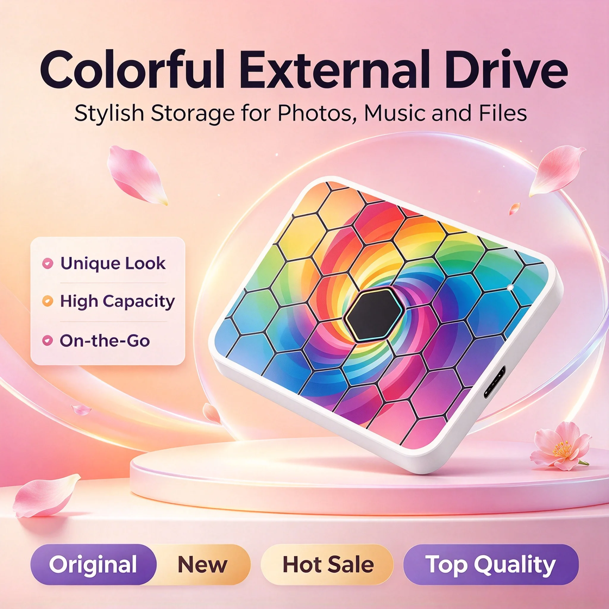 Office Travel Backup, External Solid State Drive, 1TB/2TB/4TB, High Speed Transfer, Portable Type-C SSD, Laptop Mac PC Phone