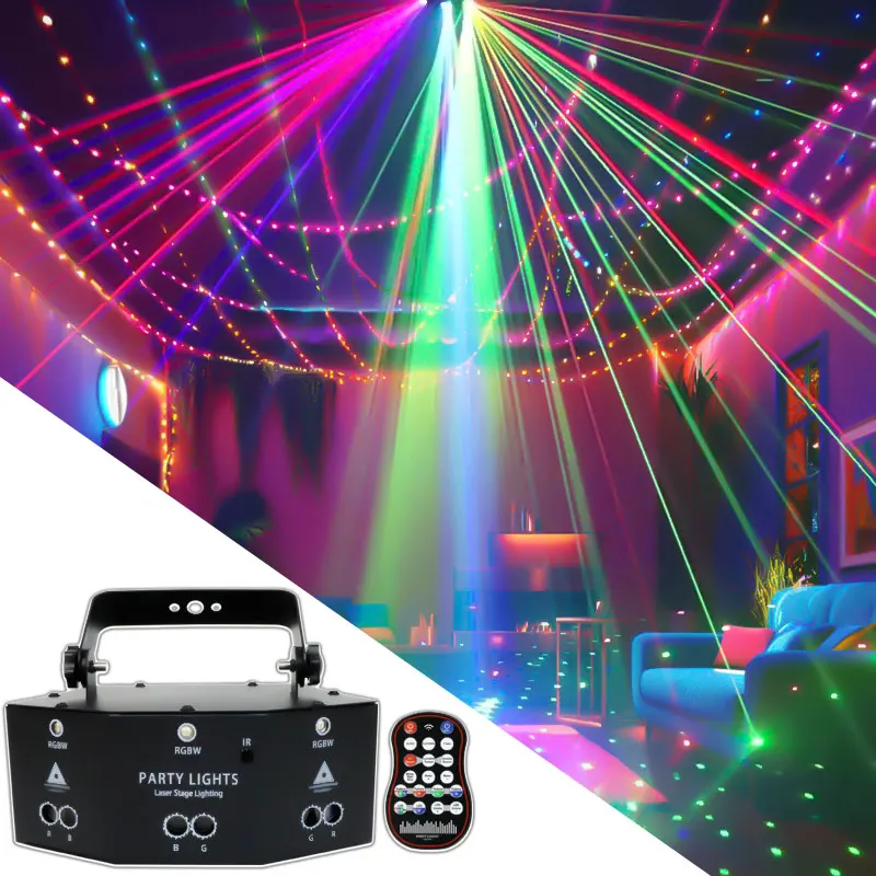 HCWE 9 Eyes Moving Head Disco DJ Stage Light 10W DMX512 Sound Activated Remote Control Laser Lights for Parties Karaoke Bars KTV