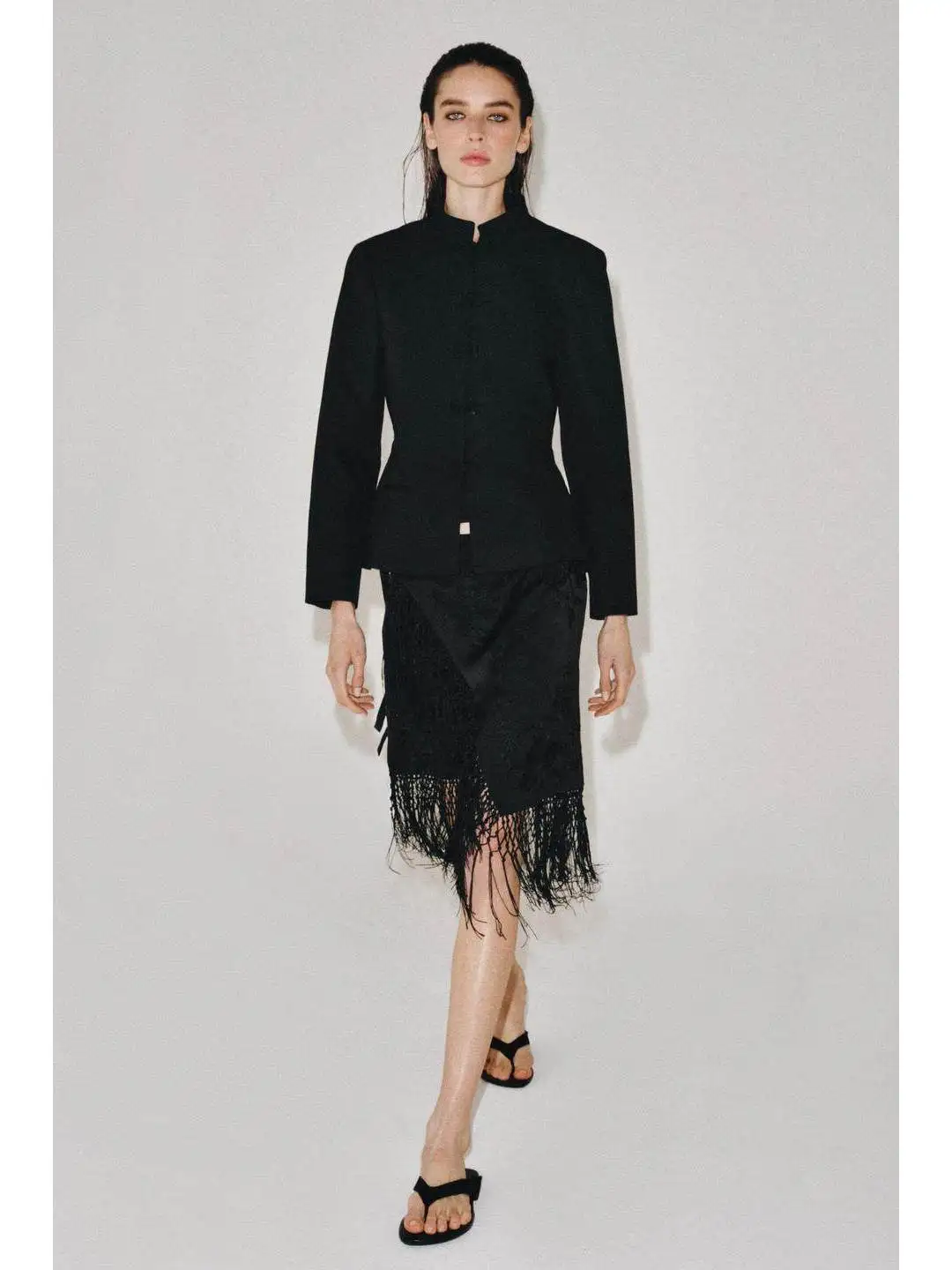 Long Sleeve Closure Stand Collar Jacket Women's Business Suit Polyester Fiber Summer 2026 Three Button Cuff Regular Length