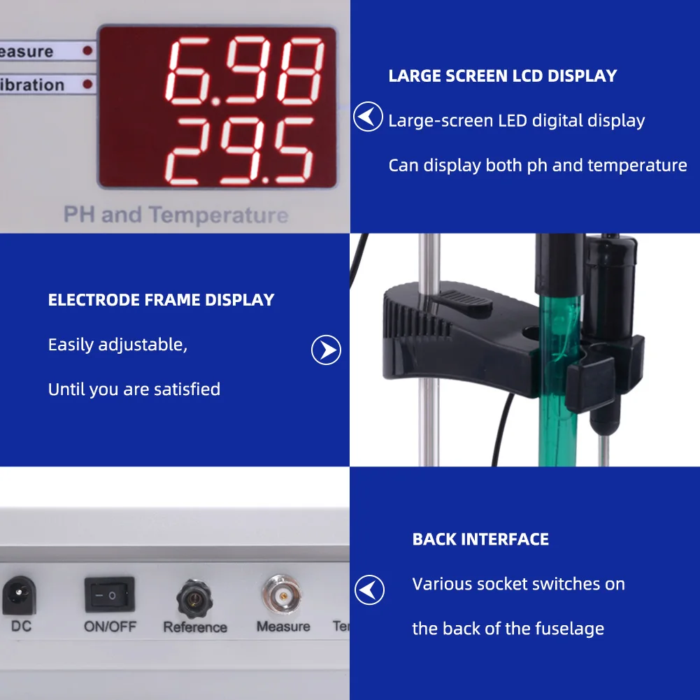 PHS-3C Digital PH Meter 0.01 Accuracy Auto Calibration Desktop Temp/pH Tester with ATC Water Quality Analyzer for Lab Aquariums