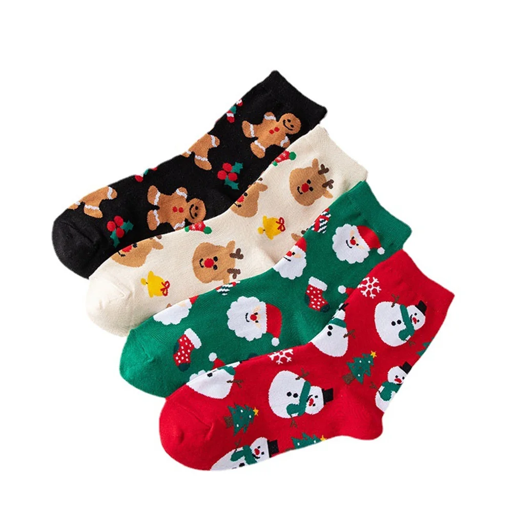 Calcetines de Navidad para mujer, medias divertidas de Papá Noel, muñeco de nieve, Kawaii, Animal de dibujos animados, chica, regalo de Navidad novedoso