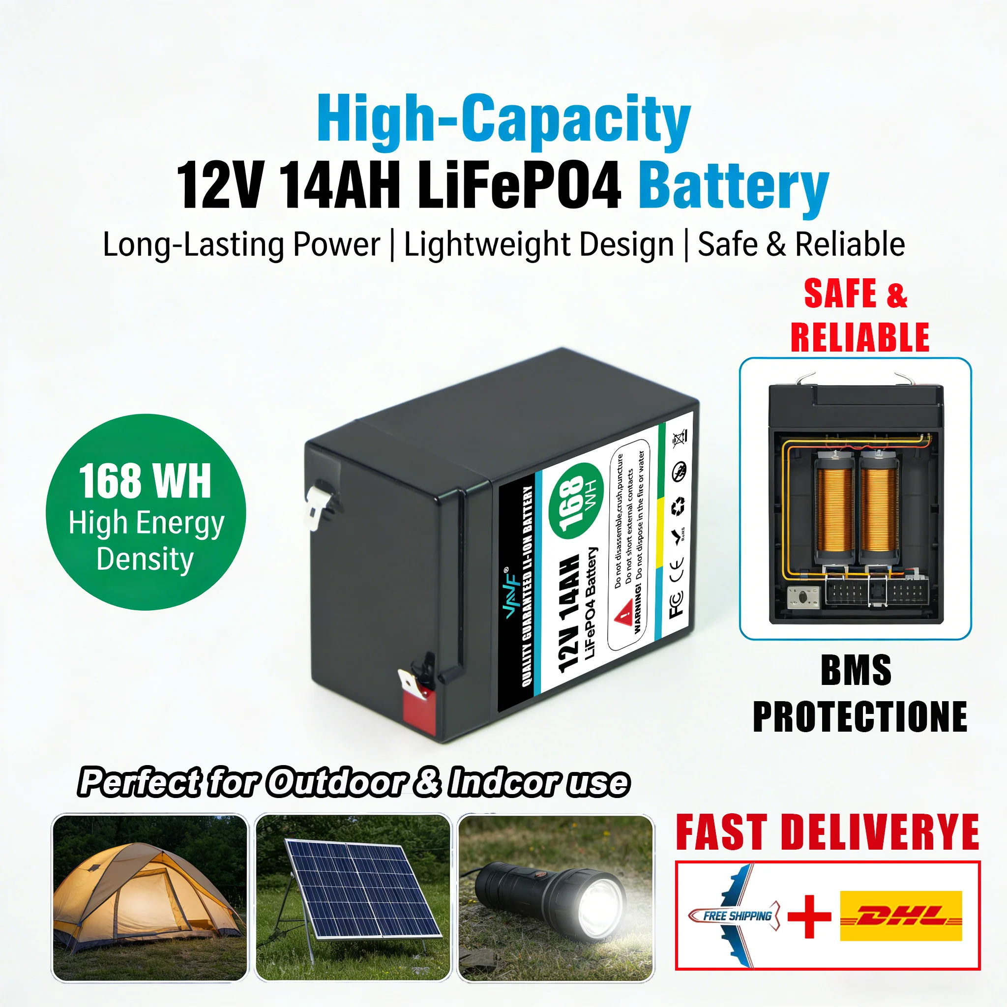 

Обновление до 12В ️ Аккумулятор LiFePO4 14 Ач, со встроенной BMS 14А, 2000+ циклов, идеально подходит для эхолотов ⏱️ Автодом/кемпер, Солнечные батареи, Морской транспорт, Внедорожный/автомобильный кемпер