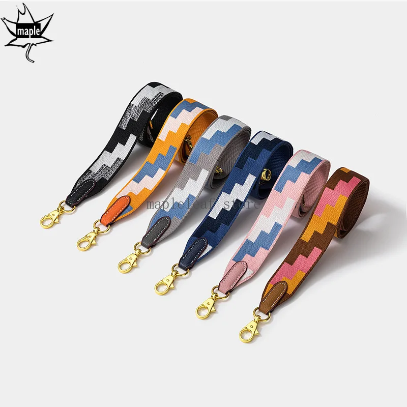 High Quality Bag Parts Accessories Color Block DIY Wide Backpack Black Handle Crossbody Canvas Replacement Shoulder Bag Strap